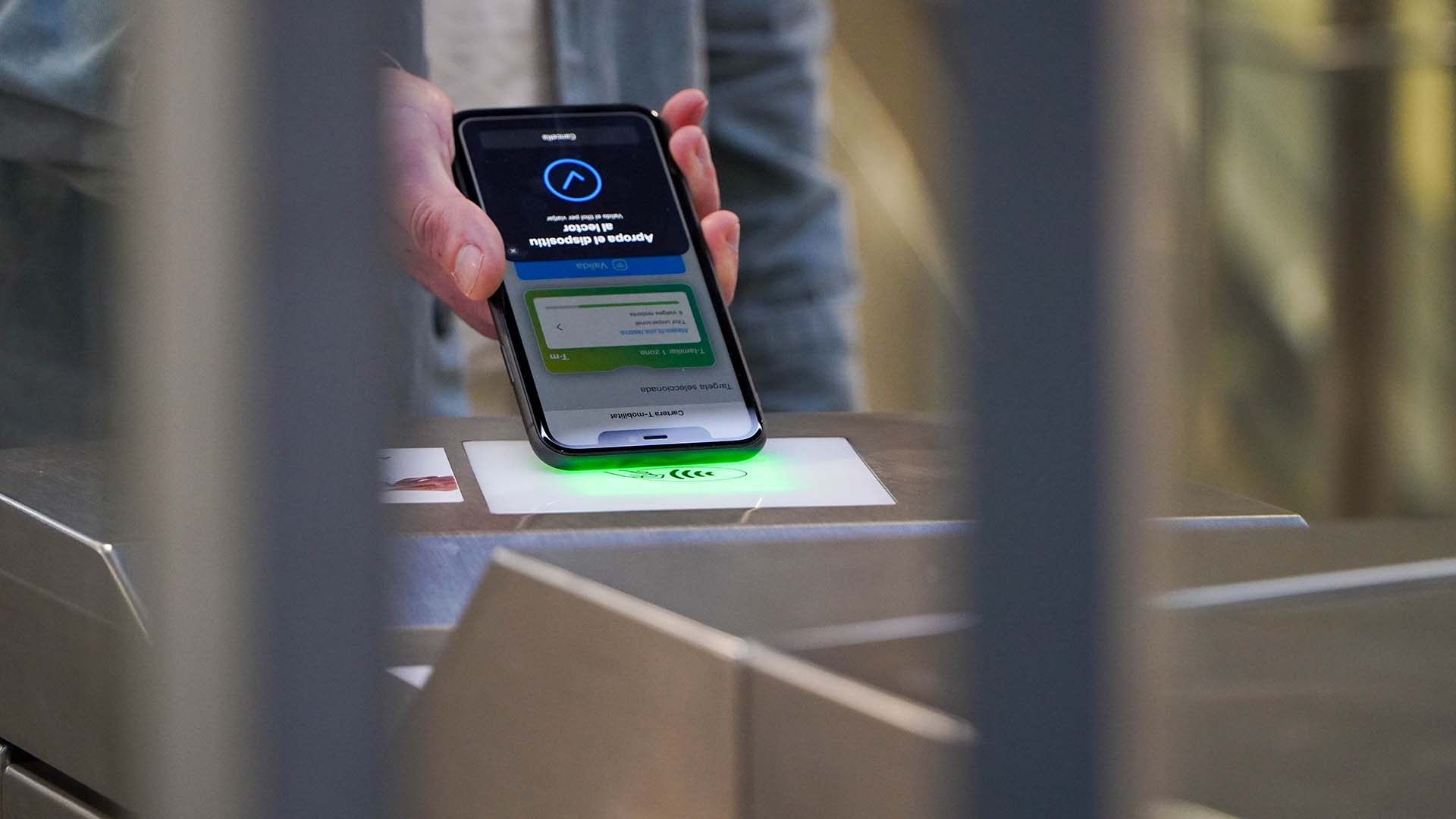 An iPhone validating a ticket.